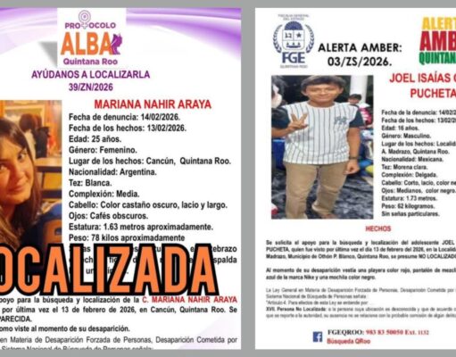 Localizan a joven argentina en Cancún; continúa búsqueda de menor en Chetumal