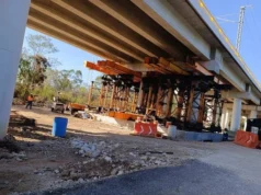 Exhiben presunto hundimiento en viaducto elevado del Tren Maya en el Tramo 5