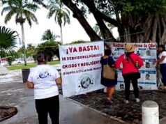 Protestan Madres Buscadoras en el aeropuerto de Cancún, por amparo a exfuncionaria