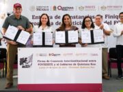 Firma Mara Lezama con FOVISSSTE convenio para subsidio de cancelación de hipotecas durante entrega de 188 constancias de finiquito