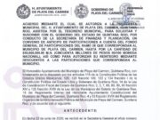 Entra en vigor rescate financiero de 50 mdp para Playa del Carmen