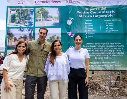 Miguel Torruco, Mara Lezama y Estefanía Mercado ponen en marcha obra del primer Centro Comunitario “México Imparable” de Quintana Roo