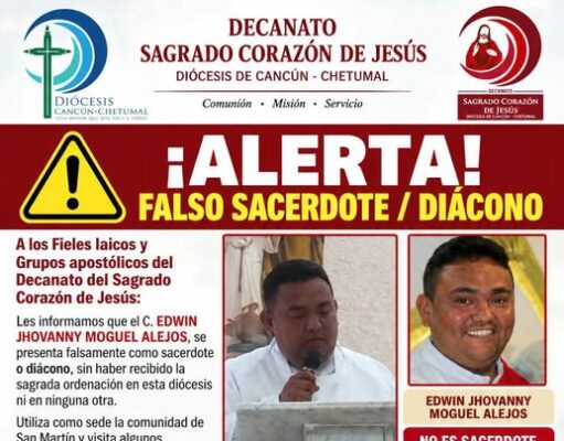 Alerta Diócesis sobre hombre que se hace pasar por sacerdote en Chetumal