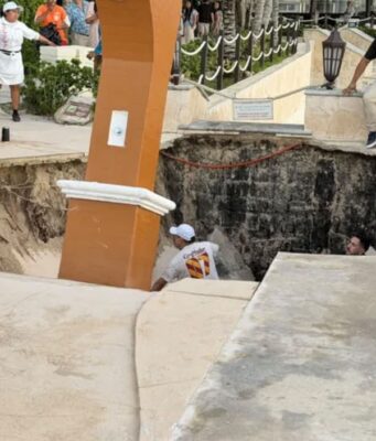 Caen cuatro huéspedes en socavón en el hotel Occidental Cozumel, reportan